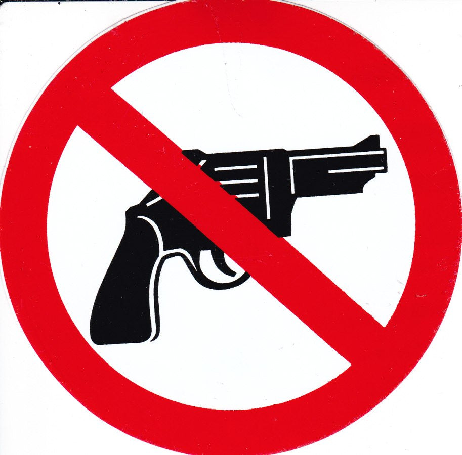 Verboten " Waffe Pistole Revolver " rund Aufkleber Sticker selbstklebend 520