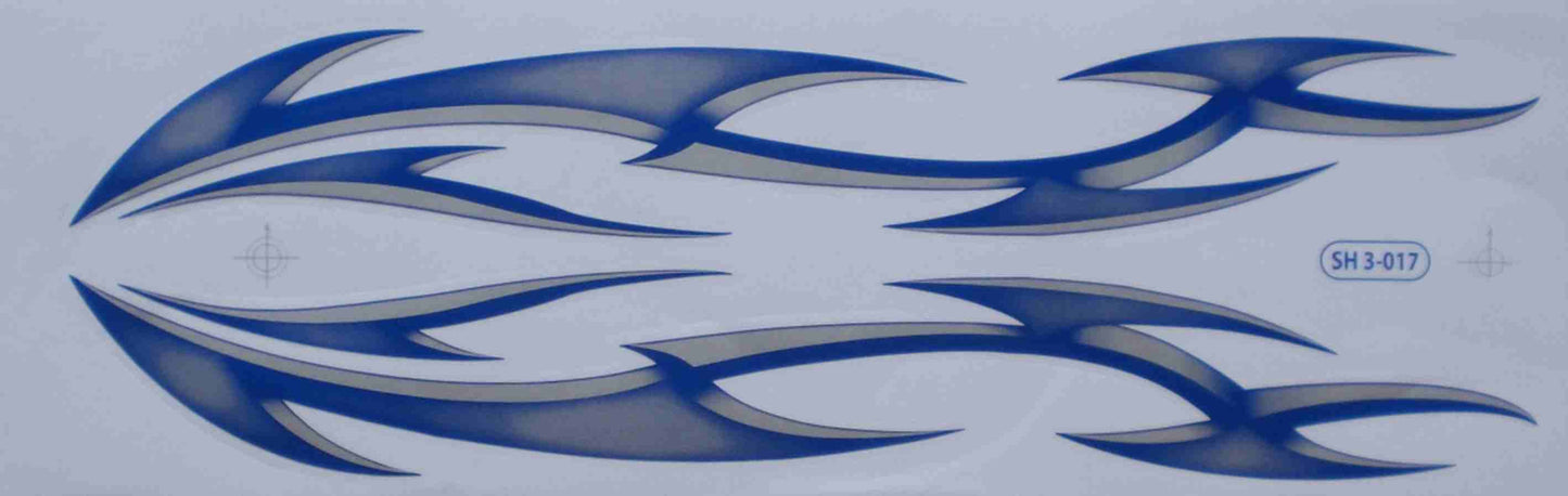 Large flames fire blue sticker film 1 sheet 530 mm x 170 mm weatherproof motorcycle scooter skateboard car tuning self-adhesive FL001