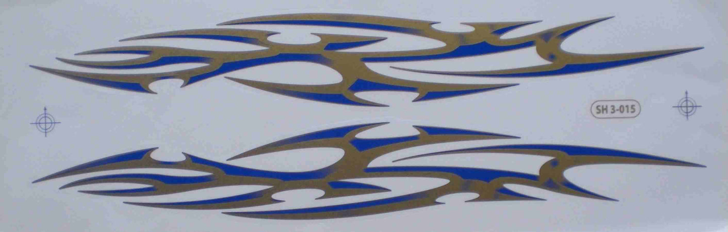 Large flames fire blue sticker film 1 sheet 530 mm x 170 mm weatherproof motorcycle scooter skateboard car tuning self-adhesive FL010