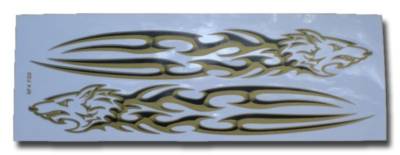 Lion big flames fire gold sticker film 1 sheet 530 mm x 170 mm weatherproof motorcycle scooter skateboard car tuning self-adhesive FL038