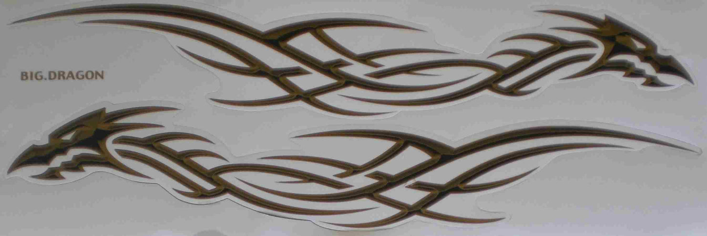 Dragon Large Flames Fire gold Sticker Decal Foil 1 Sheet 530 mm x 170 mm weatherproof Motorcycle Scooter Skateboard Car Tuning self-adhesive FL068