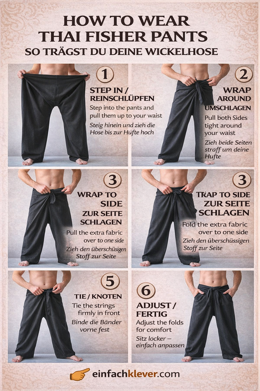 Vielfarbige Fischerhosen: Moderne, geschlechtsneutrale Thai Fisherman Pants aus leichtem Stoff für Yoga und Massage.