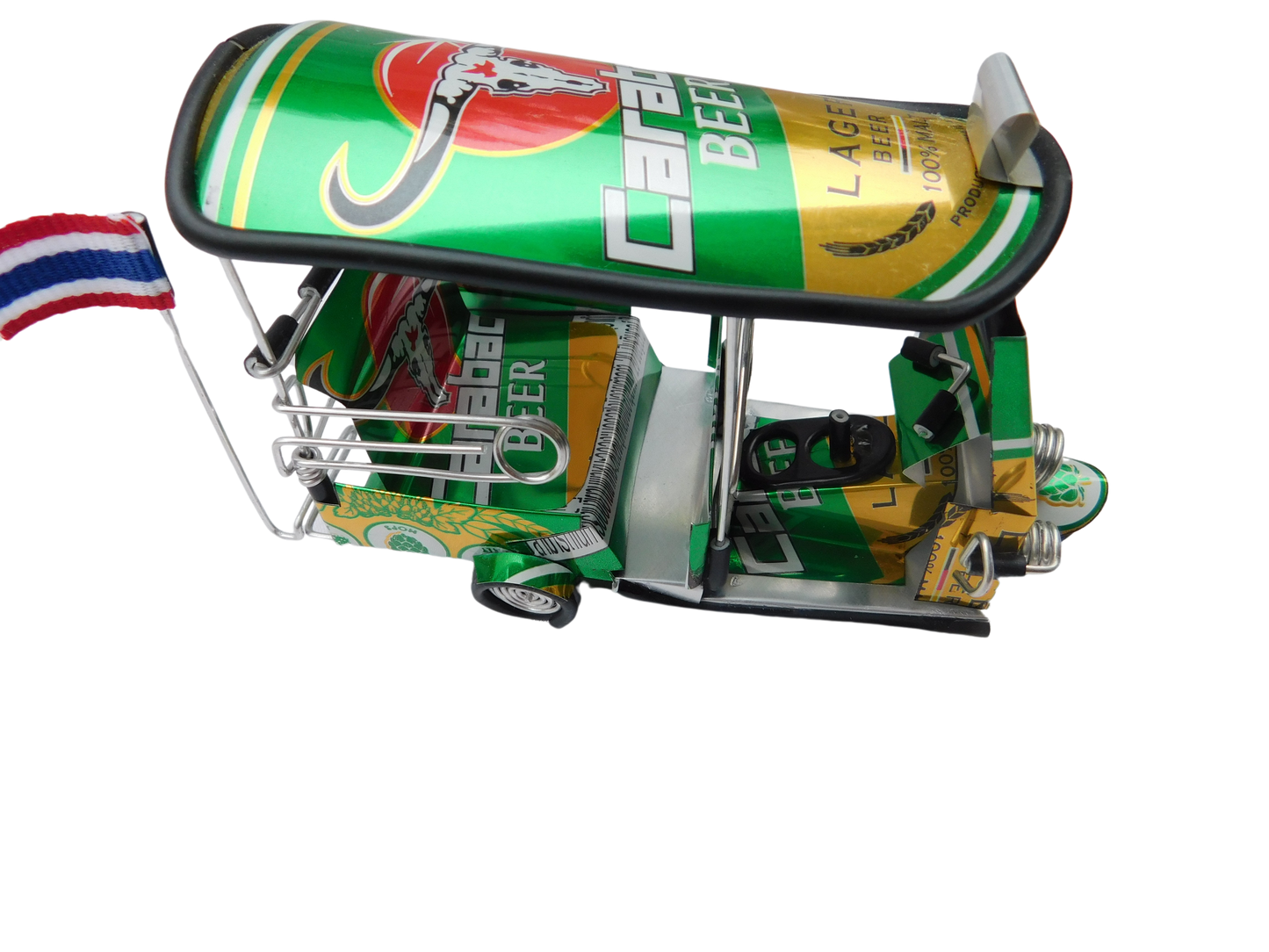 *** Carabao Beer Lager *** Detailgetreue Handgefertigte Nachbildung: TUK TUK Taxi aus Thailand - 14x7x6 cm