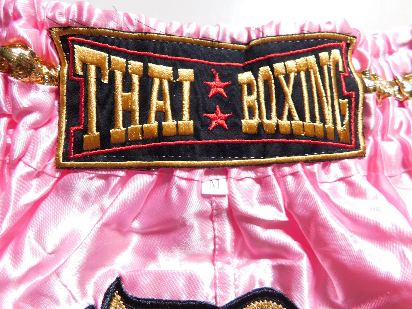 Original Muay Thai Shorts für Kinder Rosa Schwarz | Thaiboxhose XXS-M