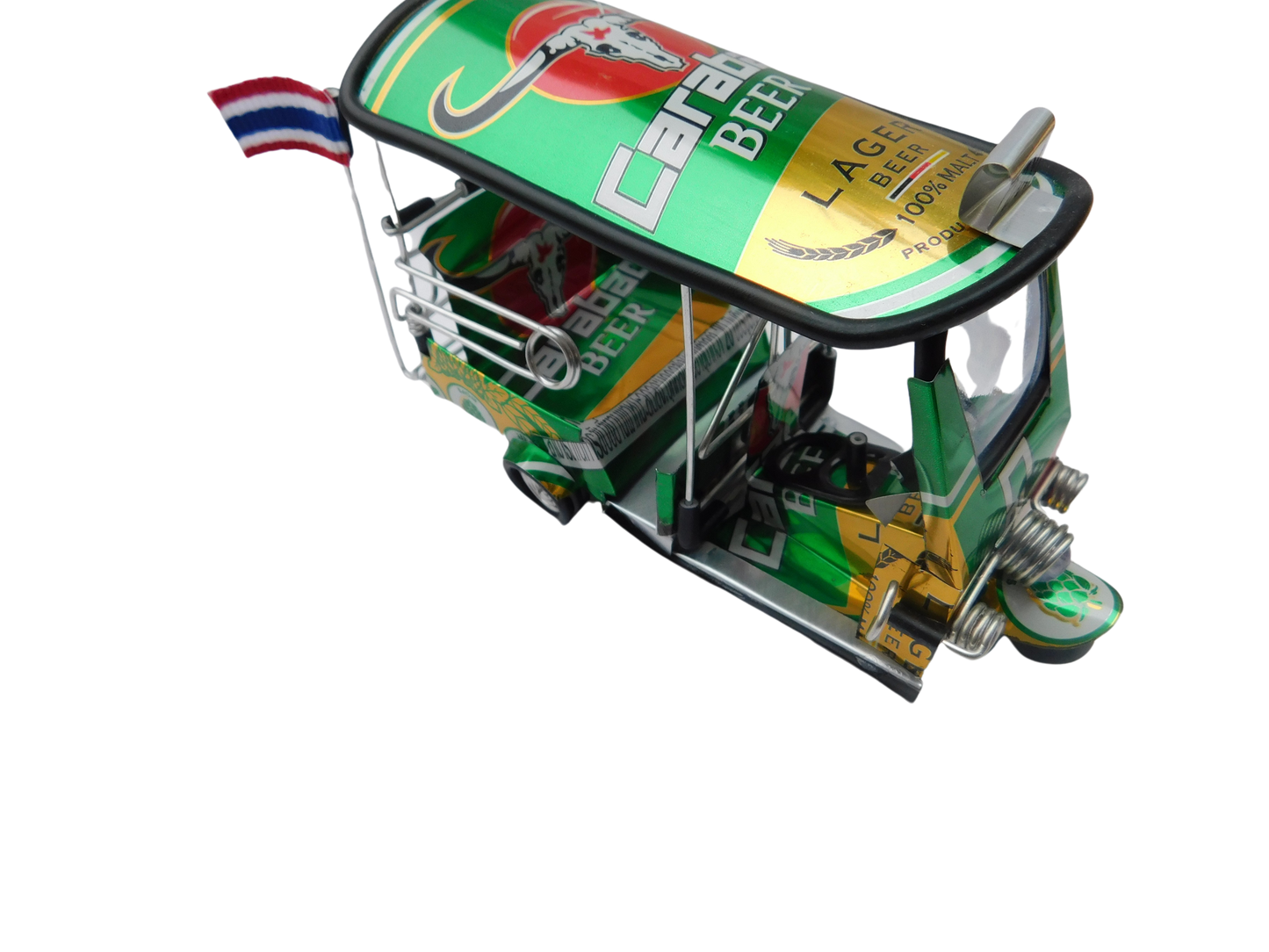 *** Carabao Beer Lager *** Detailgetreue Handgefertigte Nachbildung: TUK TUK Taxi aus Thailand - 14x7x6 cm