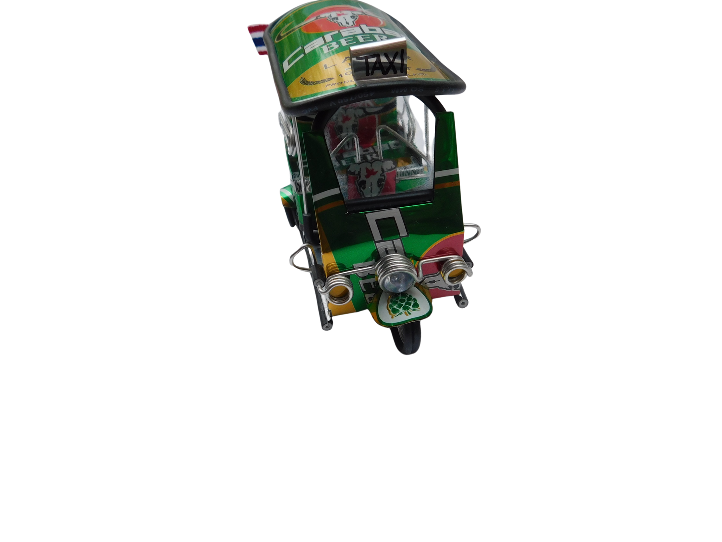 *** Carabao Beer Lager *** Detailgetreue Handgefertigte Nachbildung: TUK TUK Taxi aus Thailand - 14x7x6 cm