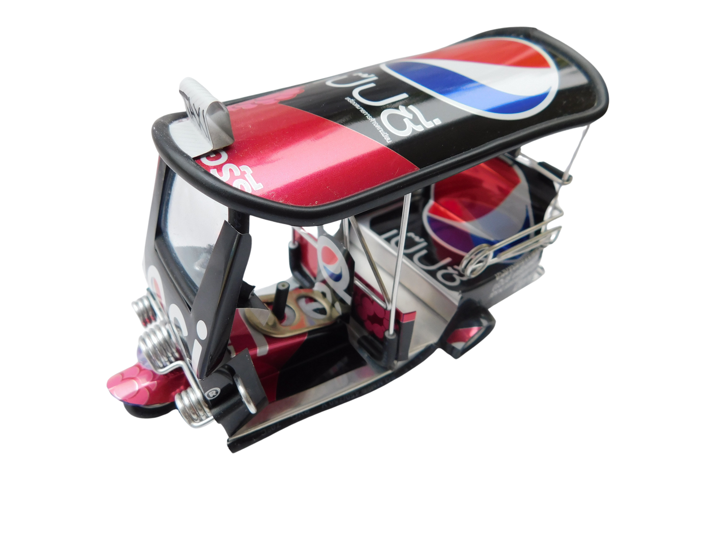 *** Pepsi Black *** Detailgetreue Handgefertigte Nachbildung: TUK TUK Taxi aus Thailand - 14x7x6 cm