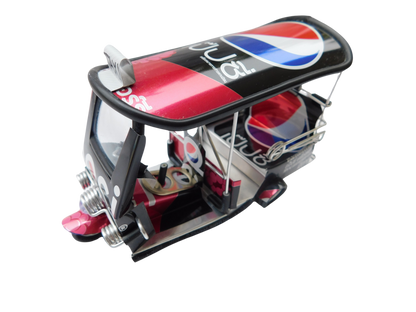 *** Pepsi Black *** Detailgetreue Handgefertigte Nachbildung: TUK TUK Taxi aus Thailand - 14x7x6 cm
