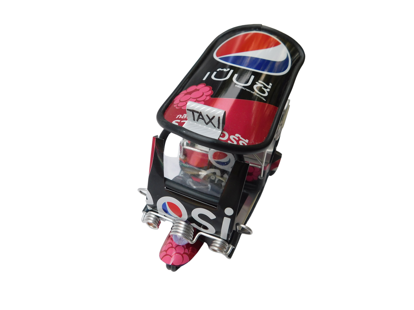 *** Pepsi Black *** Detailgetreue Handgefertigte Nachbildung: TUK TUK Taxi aus Thailand - 14x7x6 cm