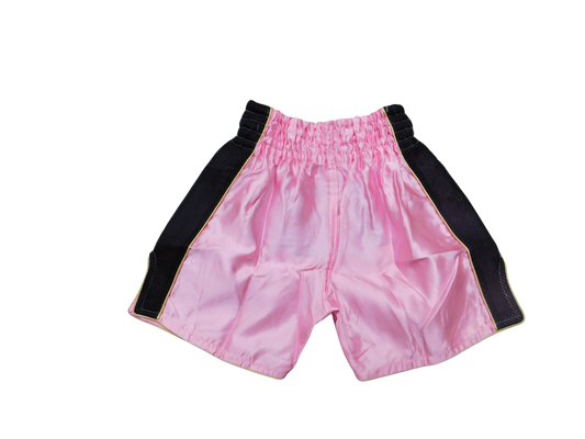 Original Muay Thai Shorts für Kinder Schwarz Rosa | Thaiboxhose XXS-M