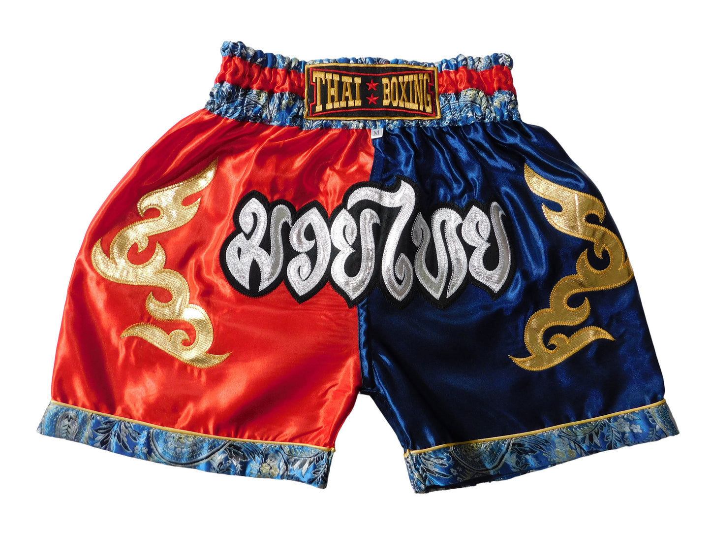 Original Muay Thai Shorts für Kinder Rot Blau | Thaiboxhose XXS-M
