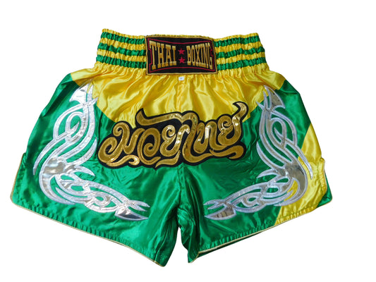 Original Muay Thai Shorts Gelb Grün | Thaiboxhose Unisex M-3XL