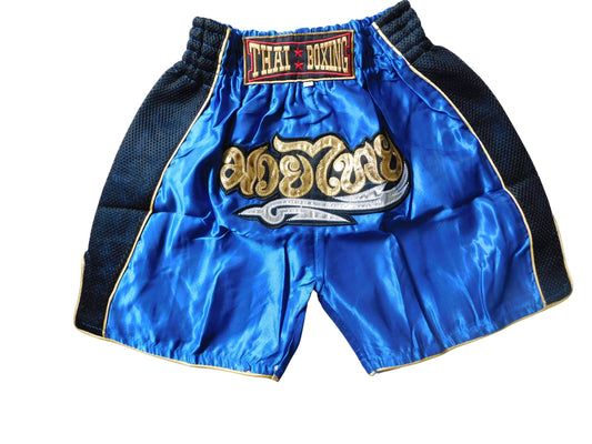 Muay Thai Shorts Kinder Blau Schwarz | Thaiboxhose XXS-M