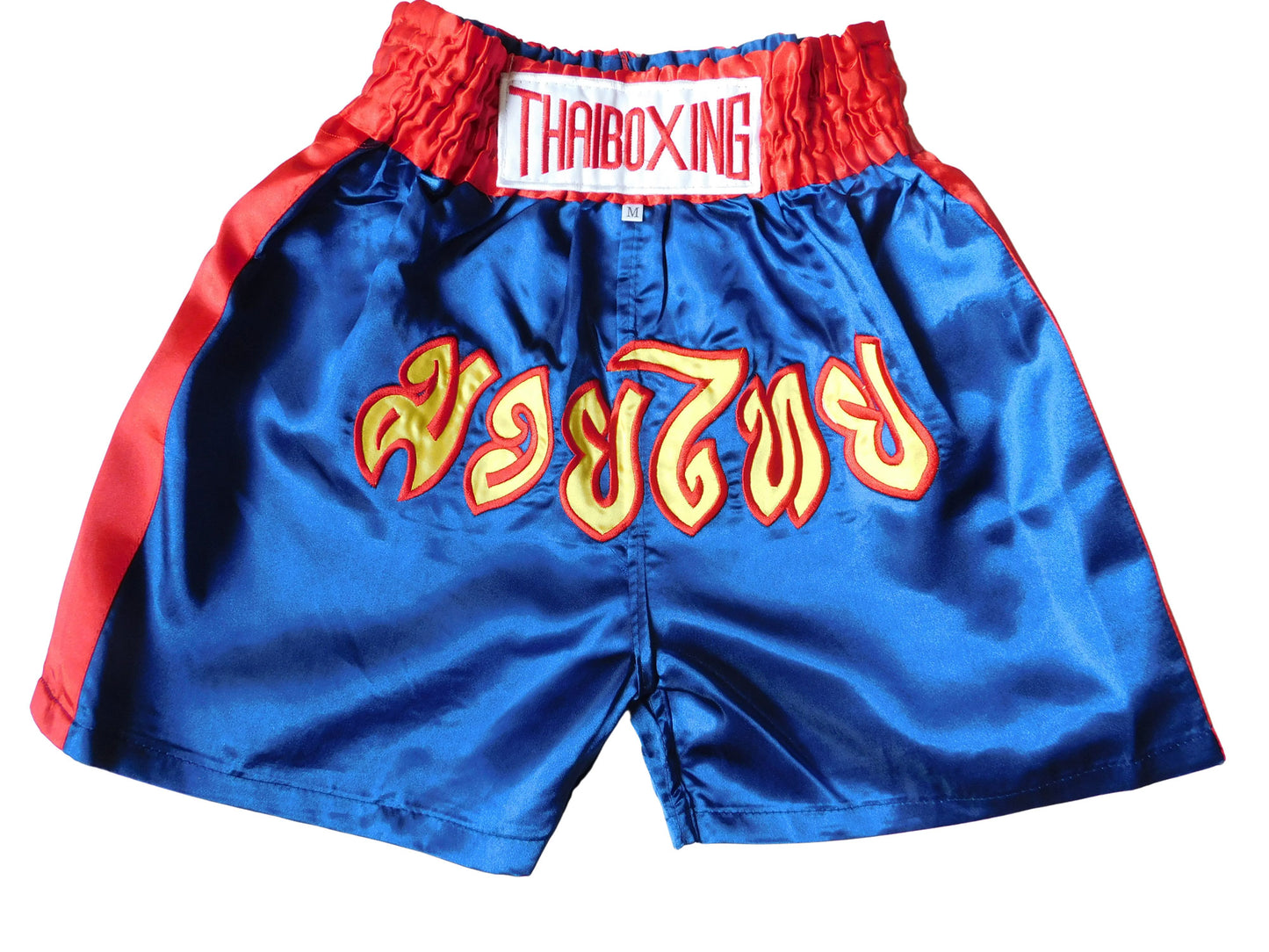 Kampfgeist im Mini-Format: Trendige Muay Thai Shorts für Kids! (Dunkelblau-Rot XXS-M)