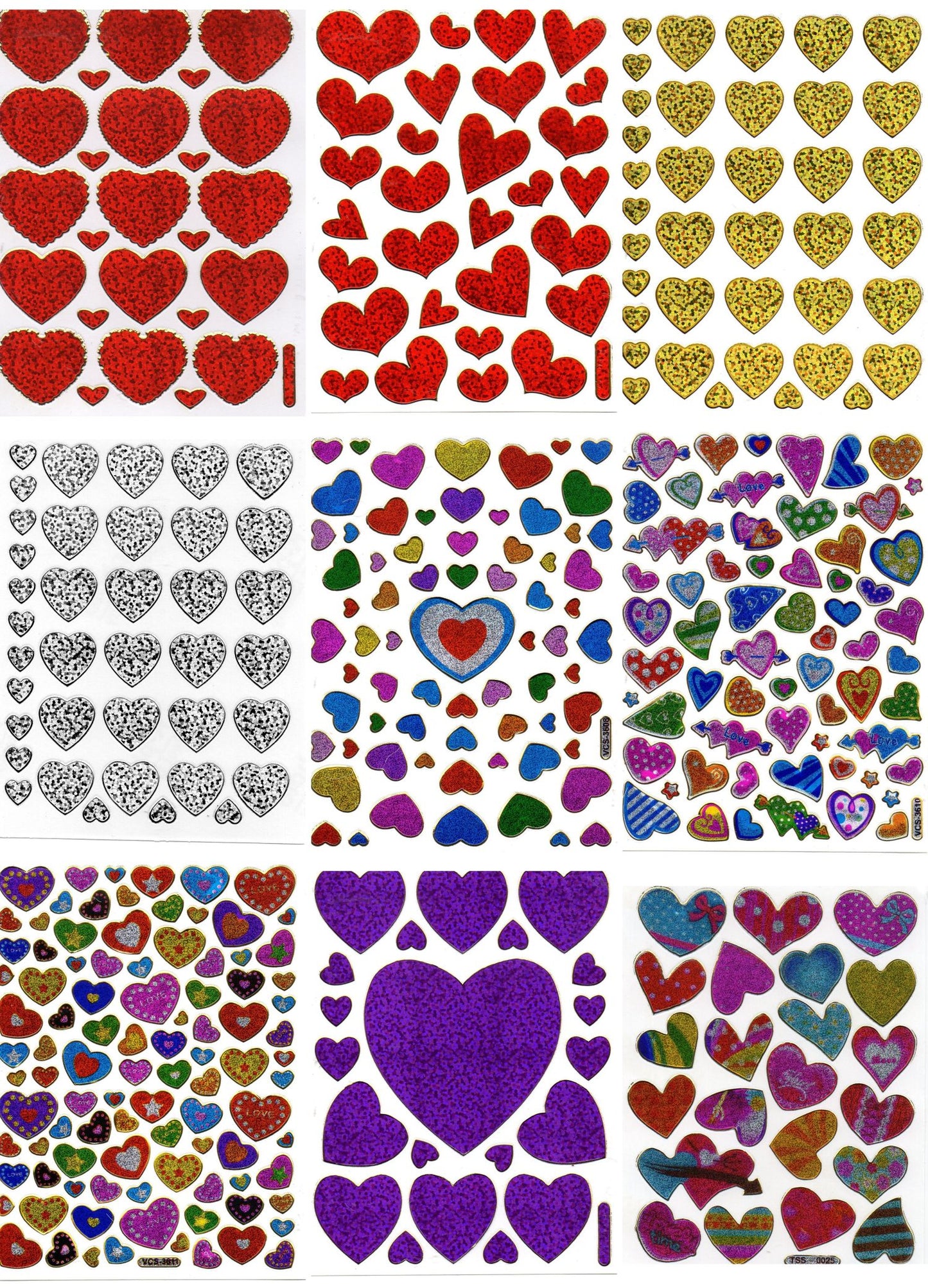 Kreatives Sticker-Set für Kinder: 9 farbenfrohe Bogen mit herzlichen Motiven, glitzerndem Metallic-Effekt - ideal für Bastelprojekte im Kindergarten! SET25