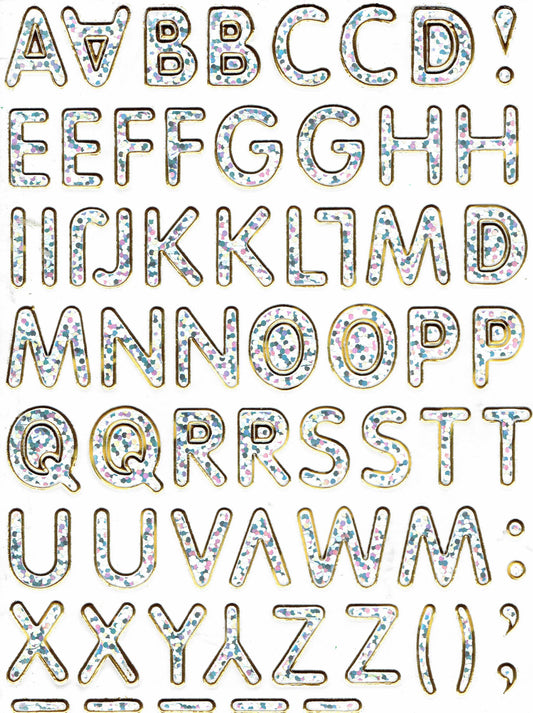 Buchstaben ABC silber Höhe 14 mm Aufkleber Sticker metallic Glitzer Effekt Schule Büro Ordner Kinder Basteln Kindergarten 1 Bogen 527