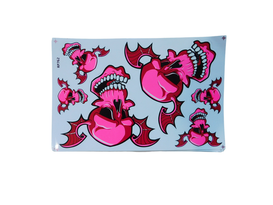 Fliegender Totenschädel pink Aufkleber Sticker Motorrad Roller Skateboard Auto Tuning selbstklebend 264