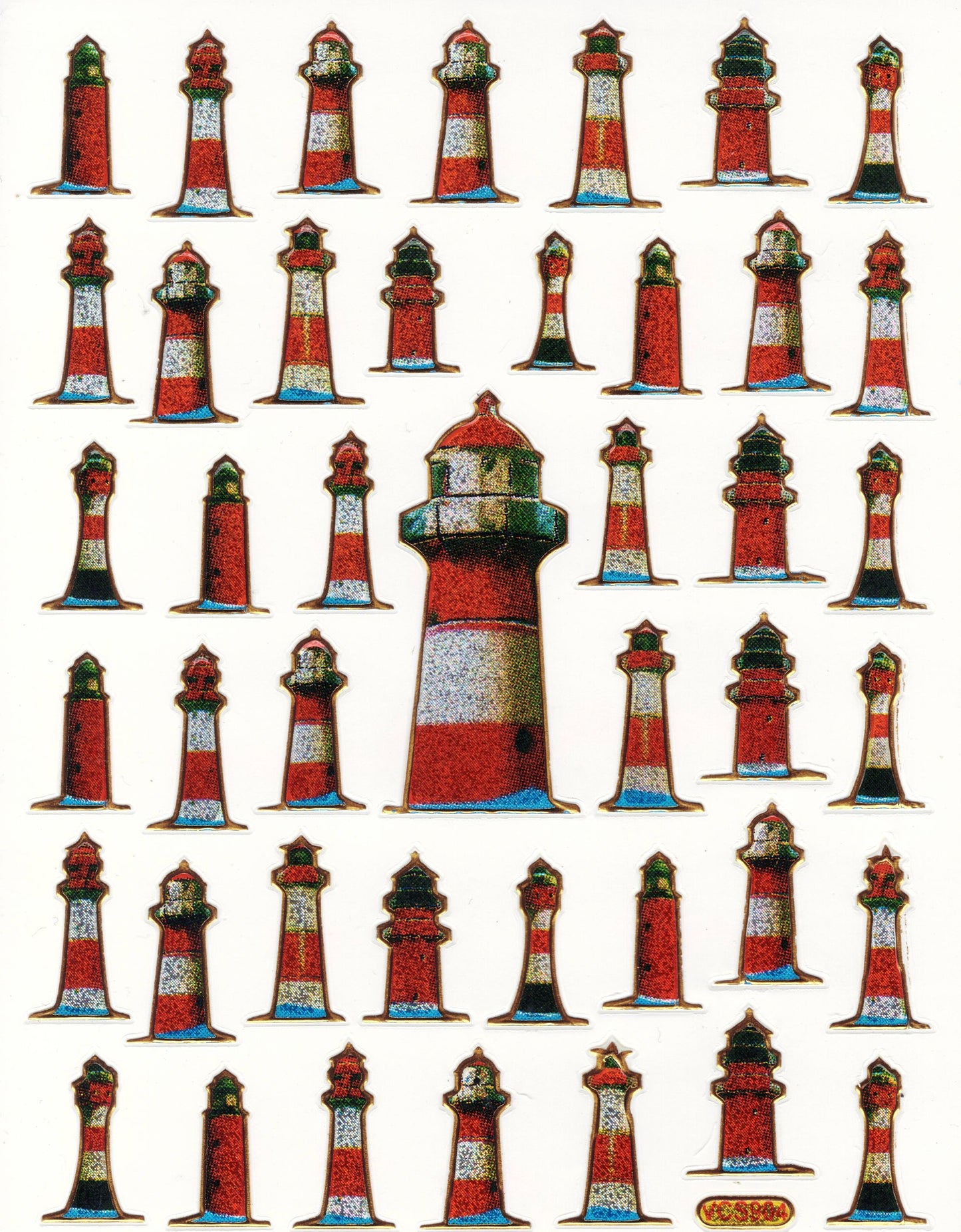 Lighthouse Ships Anchor Sticker Metallic Glitter Effect School Children Crafts Kindergarten 1 sheet 022