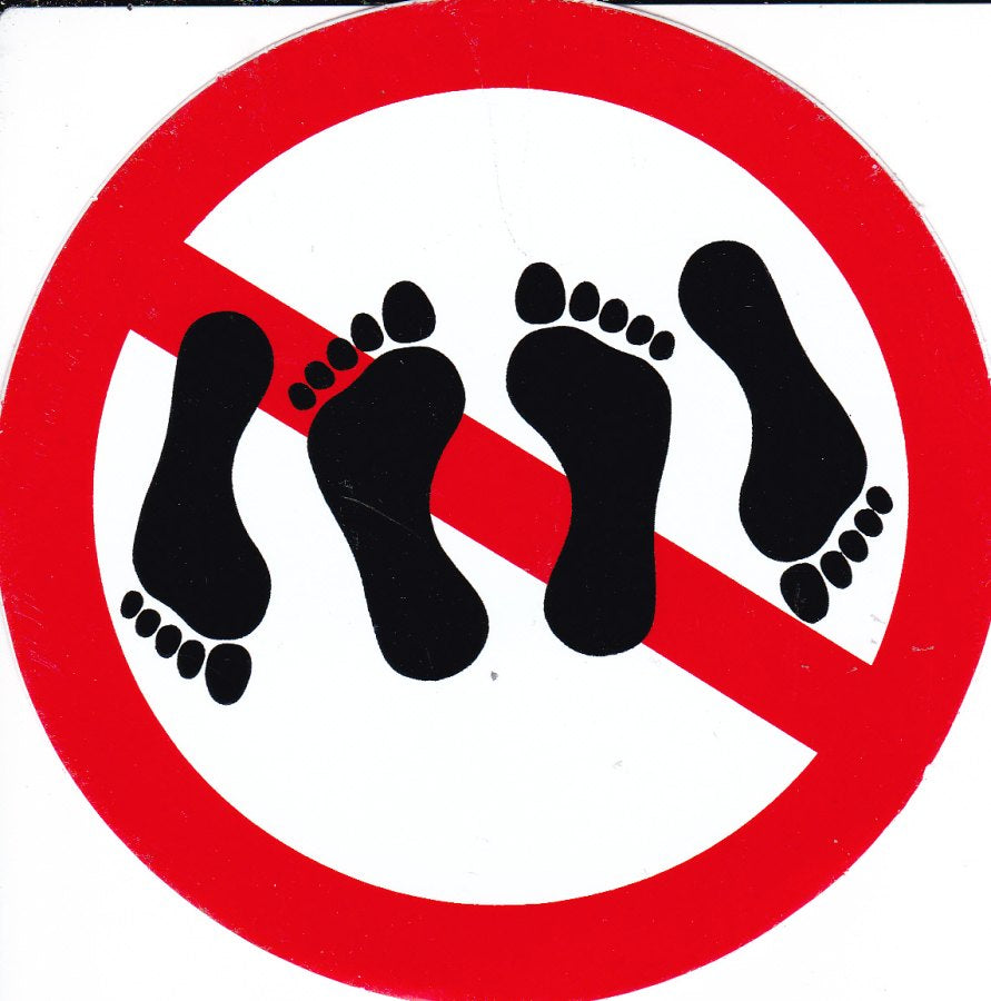 Prohibited "Barefoot, bare feet" round sticker self-adhesive 524