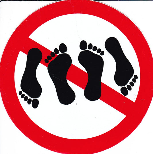 Verboten " Barfuss nackte Füsse " rund Aufkleber Sticker selbstklebend 524