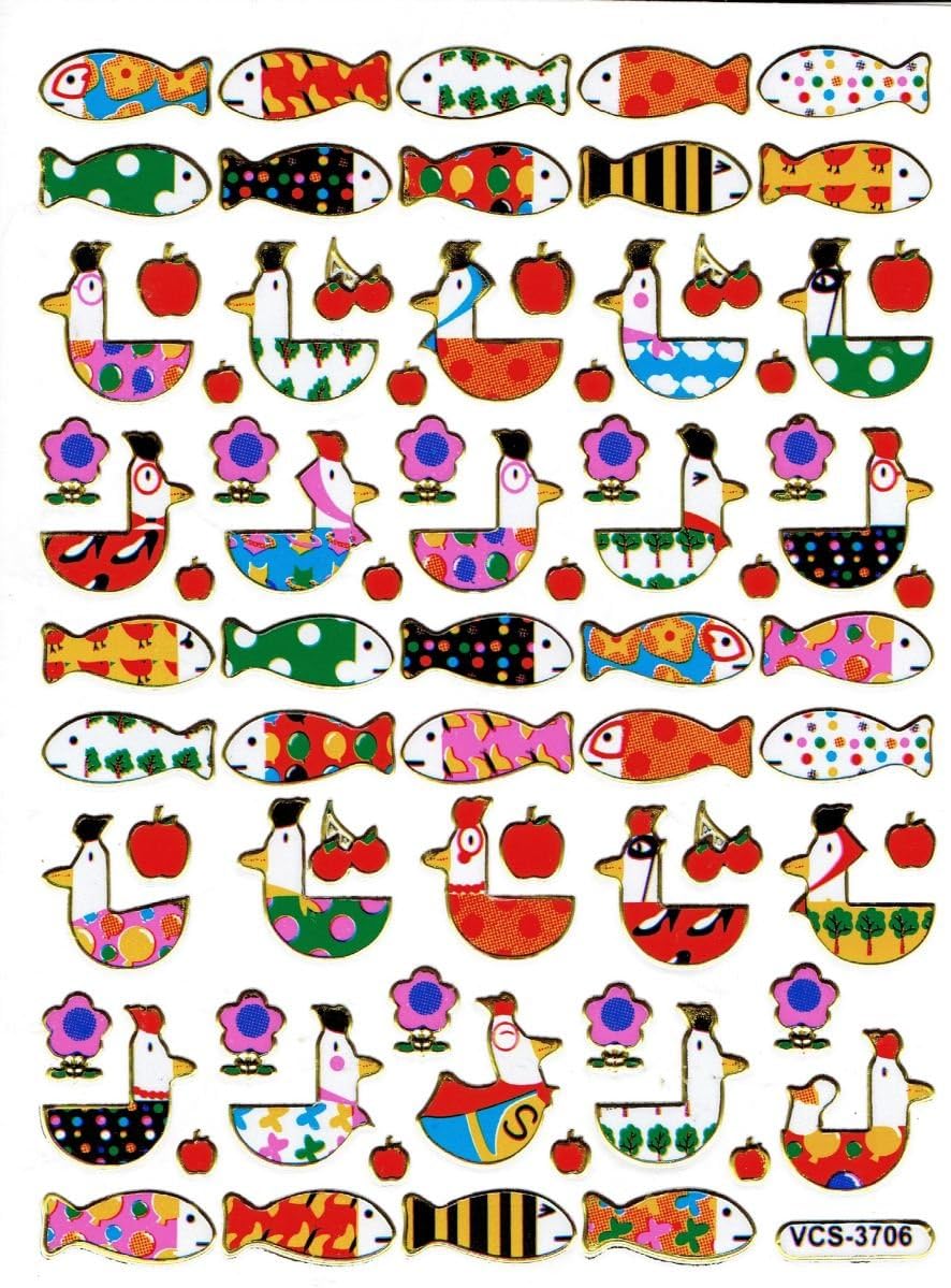 Fish Fish sea creatures aquatic animals animals colorful stickers metallic glitter effect for children crafts kindergarten birthday 1 sheet 519