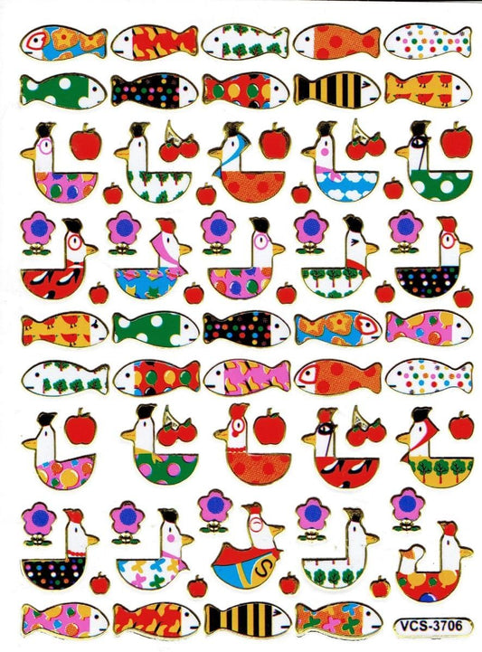 Fisch Fisches Meeresbewohner Wassertiere Tiere bunt Aufkleber Sticker metallic Glitzer Effekt für Kinder Basteln Kindergarten Geburtstag 1 Bogen 543