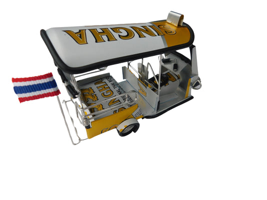 *** Singha Beer *** Detailgetreue Handgefertigte Nachbildung: TUK TUK Taxi aus Thailand - 14x7x6 cm