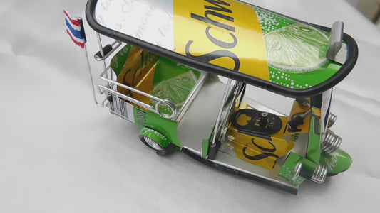 *** Schweppes Lemon *** Detailgetreue Handgefertigte Nachbildung: TUK TUK Taxi aus Thailand - 14x7x6 cm