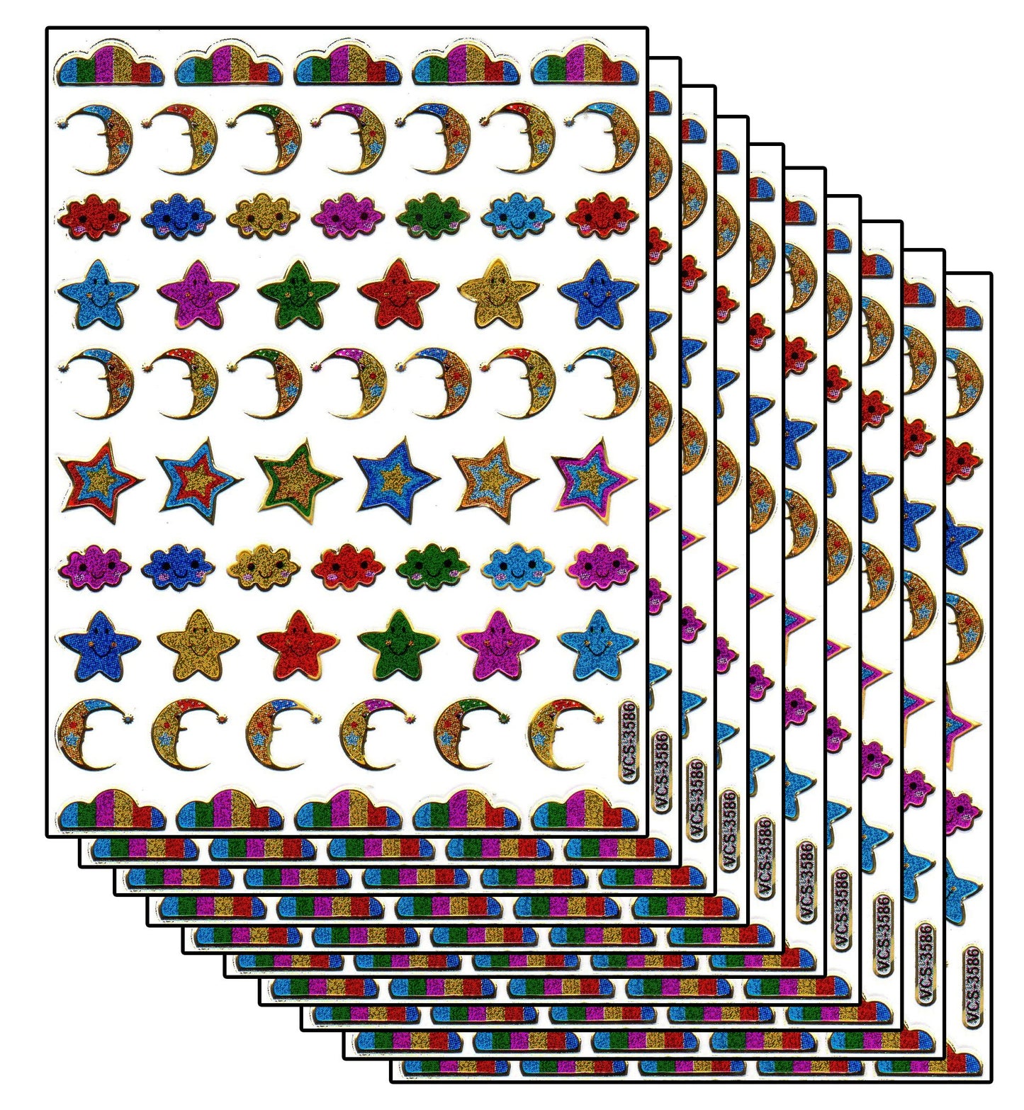 Stars star colorful stickers stickers metallic glitter effect for children crafts kindergarten birthday 1 sheet 131