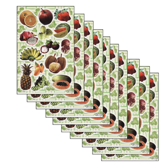 10ER Vorteilsangebot Früchte Obst Aufkleber Sticker Kinder Basteln Kindergarten Sammeln Geburtstag 10 Bogen 026