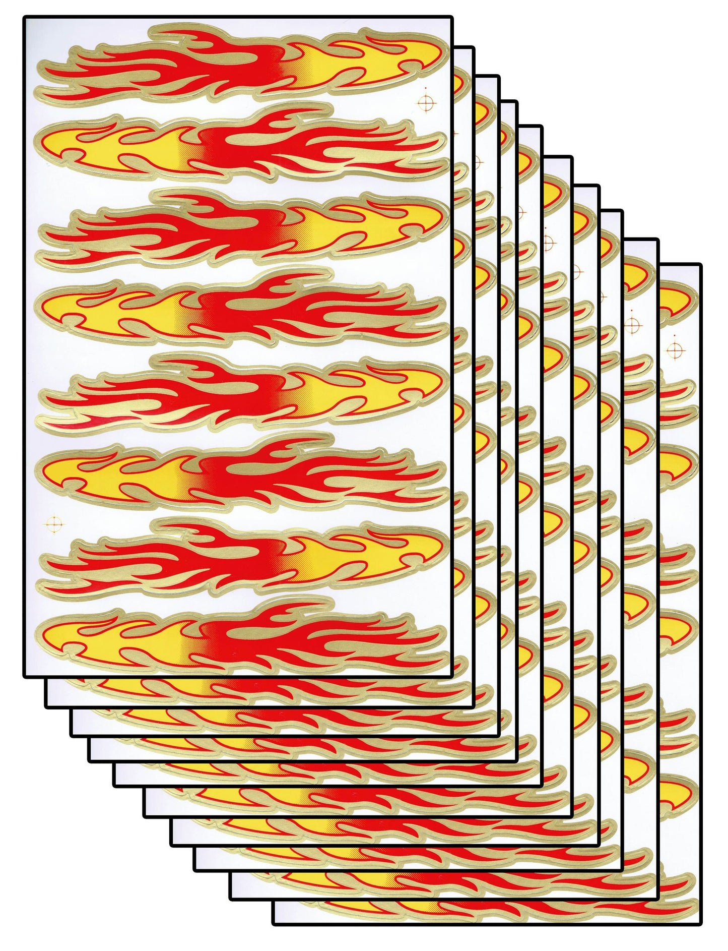 SPAR PACK OF 10 flames fire orange sticker motorcycle moped scooter skateboard car tuning model building self-adhesive 040