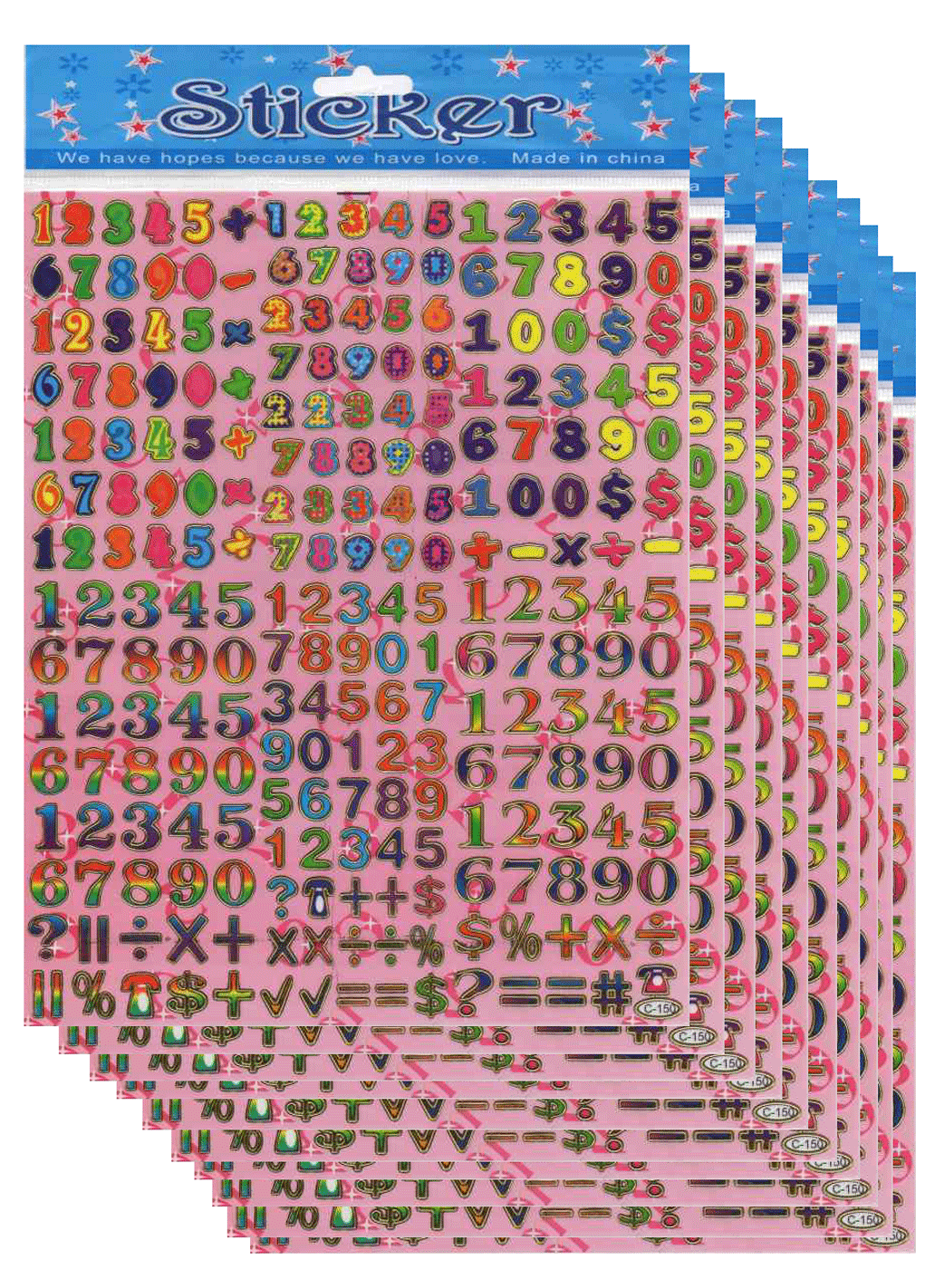 Numbers colorful stickers for children crafts kindergarten birthday 1 sheet 049