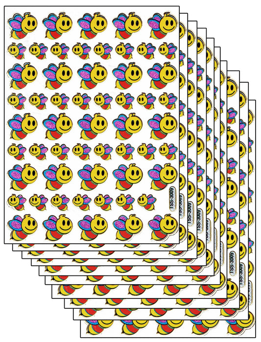 10ER Vorteilsangebot Bienen Wespe Hummel Aufkleber Sticker metallic Glitzer Effekt für Kinder Basteln Kindergarten Geburtstag 10 Bogen 074