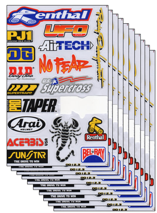 10ER Vorteilspack Sponsoren Logo Aufkleber Sticker Motorrad Moped Roller Skateboard Auto Tuning Modellbau selbstklebend 076