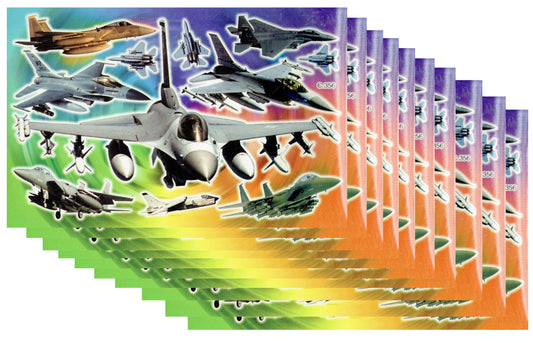 10ER Vorteilsangebot Kampfflugzeuge Jets Krieg Aufkleber Sticker Kinder Basteln Kindergarten Sammeln Geburtstag 10 Bogen 107