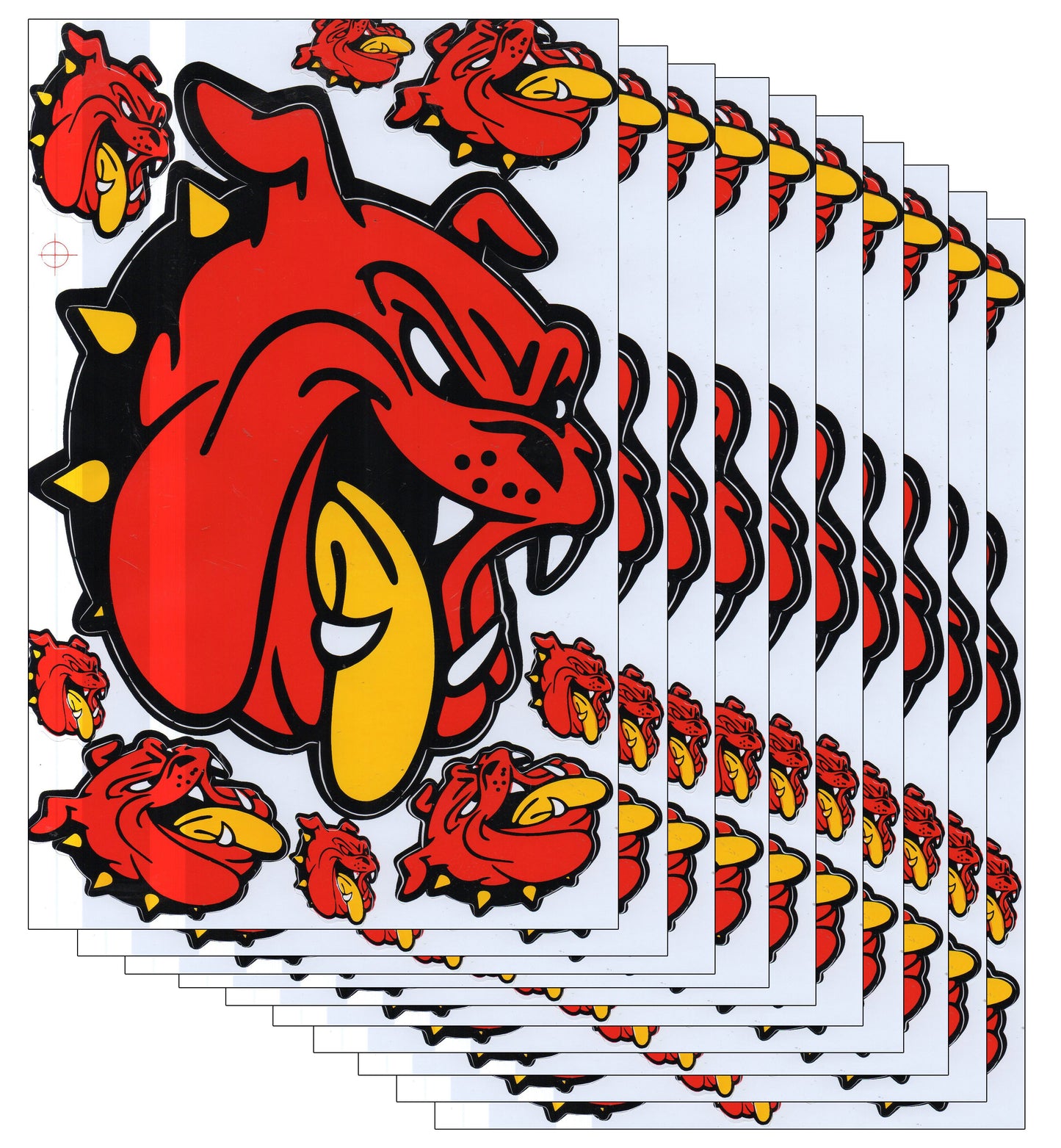 10ER SPAR PACK Bulldogge Hund rot Aufkleber Sticker Motorrad Roller Skateboard Auto Tuning Modellbau selbstklebend 108
