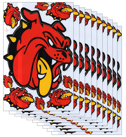 10ER SPAR PACK Bulldogge Hund rot Aufkleber Sticker Motorrad Roller Skateboard Auto Tuning Modellbau selbstklebend 108