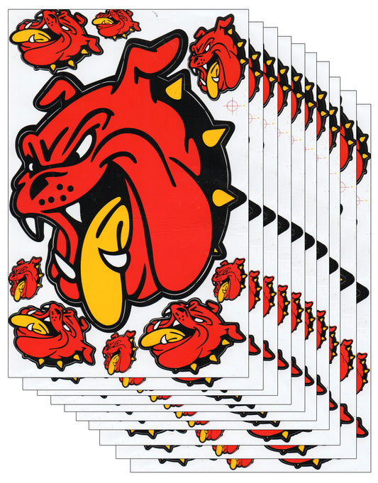10ER SPAR PACK Bulldogge Hund rot Aufkleber Sticker Motorrad Roller Skateboard Auto Tuning Modellbau selbstklebend 113