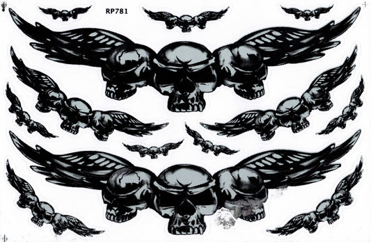 Fliegender Totenkopf Skull Aufkleber Sticker Motorrad Roller Skateboard Auto Tuning Modellbau selbstklebend 100