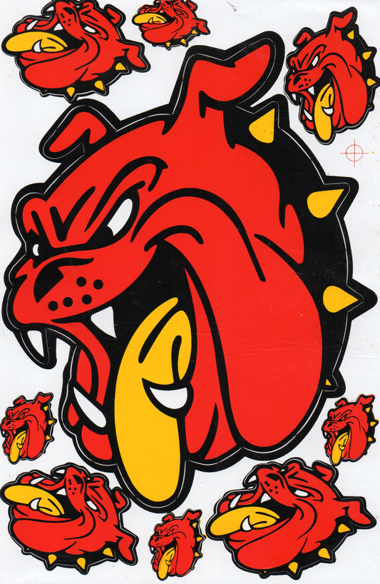 Bulldogge Hund rot Aufkleber Sticker Motorrad Roller Skateboard Auto Tuning Modellbau selbstklebend 113