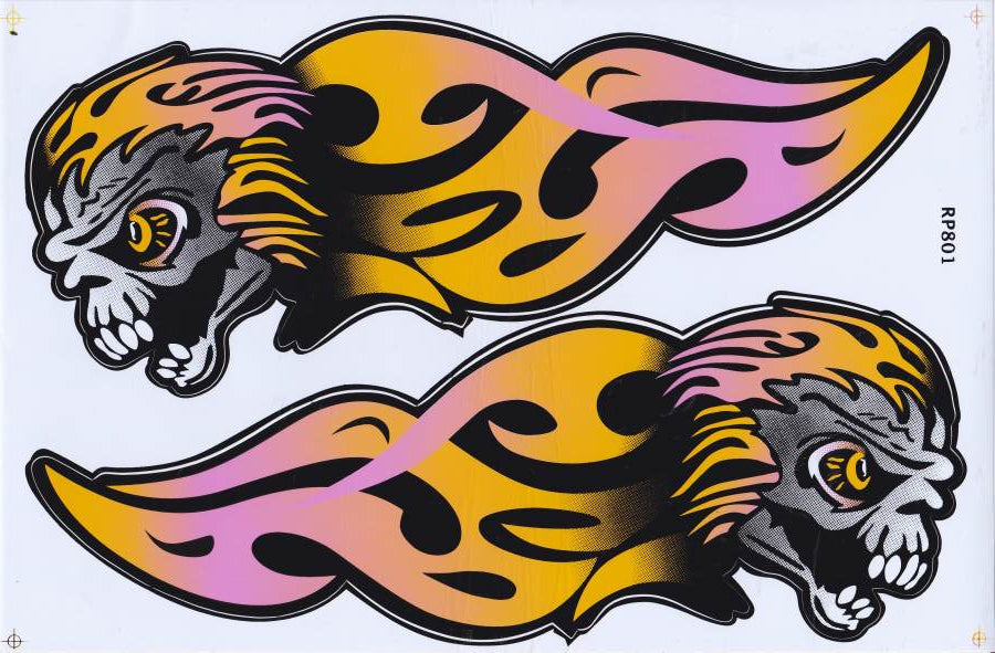 Flammen Totenkopf Skull Aufkleber Sticker Motorrad Roller Skateboard Auto Tuning Modellbau selbstklebend 122