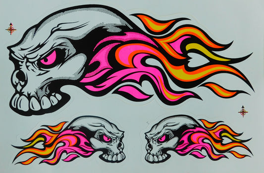 Flammen Totenkopf Skull Aufkleber Sticker Motorrad Roller Skateboard Auto Tuning Modellbau selbstklebend 136