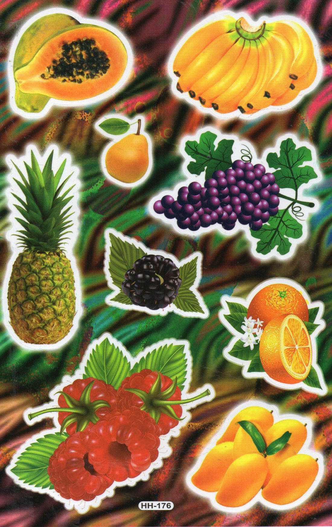 Früchte Ananas Pattaya Banane Himbeere Aufkleber Sticker für Kinder Basteln Kindergarten Geburtstag 1 Bogen 164