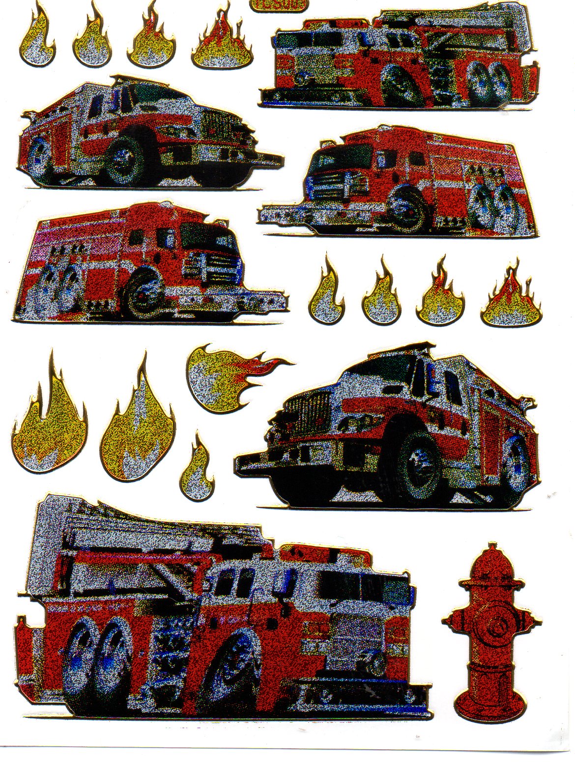 Fire engine fire engine decal sticker metallic glitter effect school children handicraft kindergarten 1 sheet 171