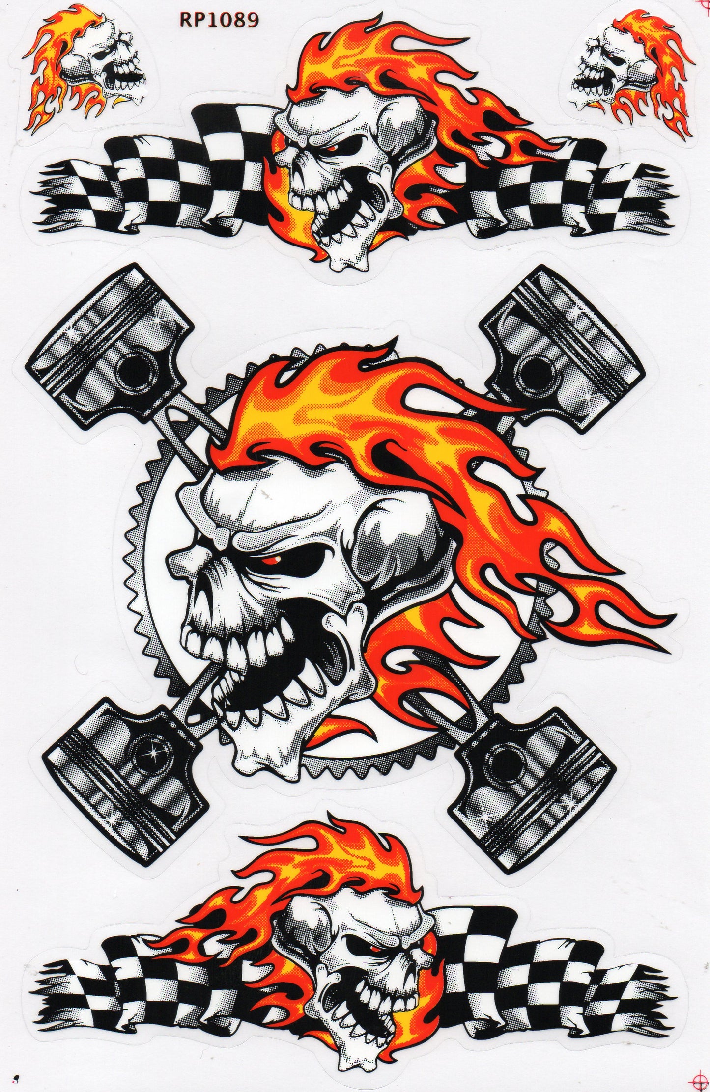 Reifen Flammen Totenkopf Skull Aufkleber Sticker Motorrad Roller Skateboard Auto Tuning Modellbau selbstklebend 171