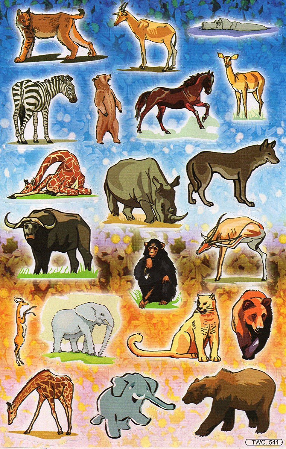 nashorn Zebra Elefant Büffel Safari Tiere Aufkleber Sticker für Kinder Basteln Kindergarten Geburtstag 1 Bogen 183