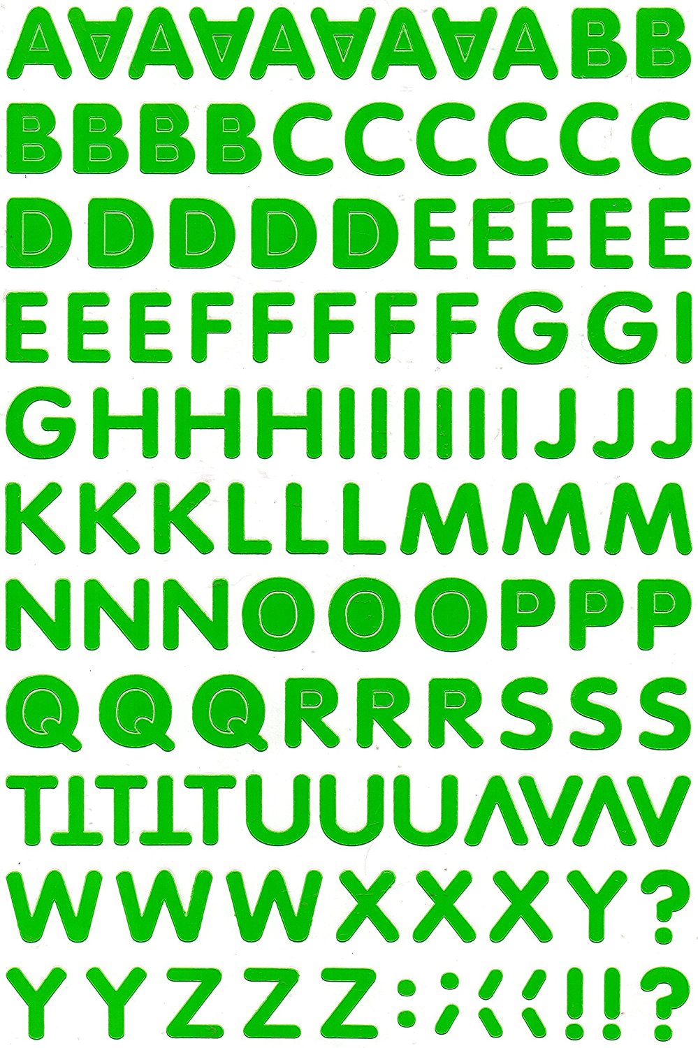 Buchstaben ABC grün 17 mm hoch Aufkleber Sticker für Büro Ordner Kinder Basteln Kindergarten Geburtstag 1 Bogen 183