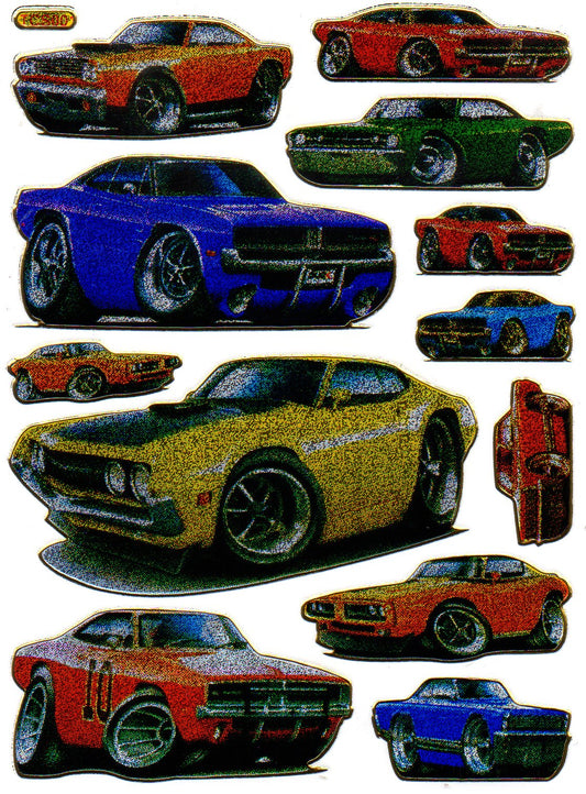 Auto Musclecar Aufkleber Sticker metallic Glitzer Effekt Schule Kinder Basteln Kindergarten 1 Bogen 250