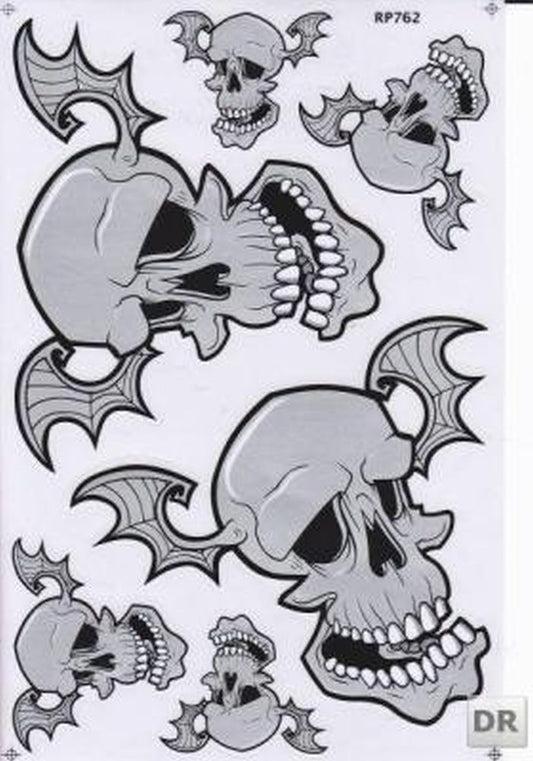 Fliegender Schädel Totenkopf Skull Aufkleber Sticker Motorrad Roller Skateboard Auto Tuning Modellbau selbstklebend 287