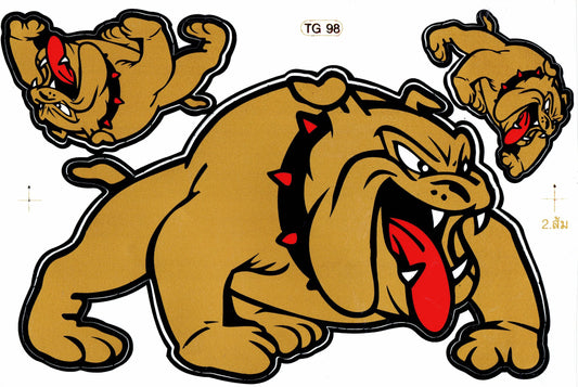 Bulldogge Hund gold Aufkleber Sticker Motorrad Roller Skateboard Auto Tuning Modellbau selbstklebend 300
